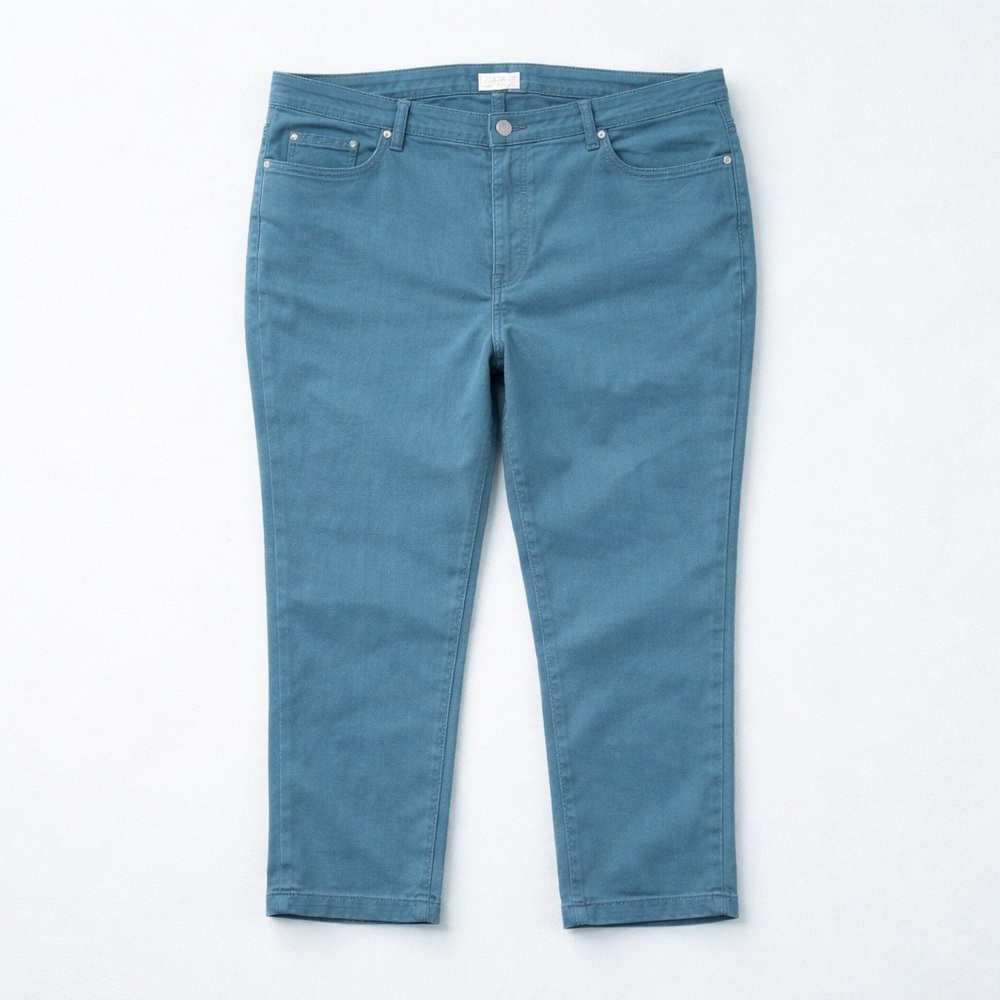D&Co Denim Company Teal Blue Cropped Capri Pants Plus Size 28W NWT HSN